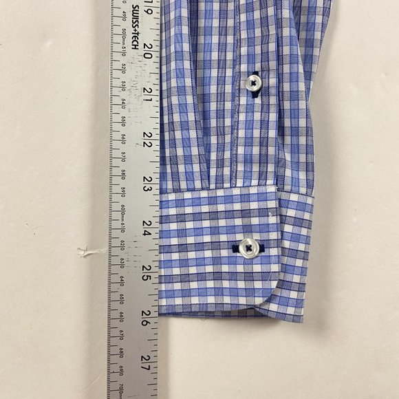 NWOT UNTUCKit Slim Fit Wrinkle Free Shirt Mens Medium Blue Black Gingham Check - Picture 10 of 10